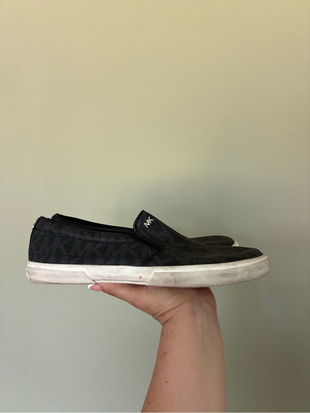 Michael Kors Black Monogram Slip-On Sneakers